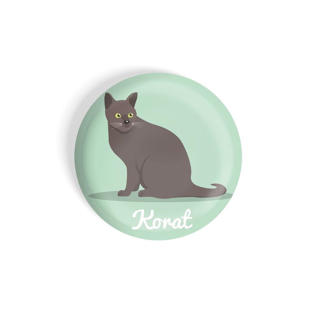 dhcrafts Round Fridge Magnet Green Color Korat Pet Cat Glossy Finish Design Pack of 1 (58 mm)